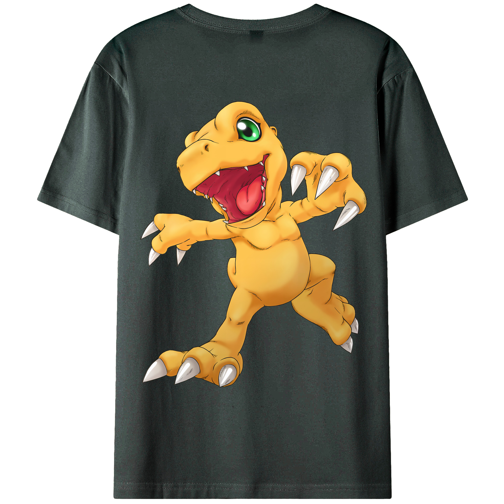（画像用） Digimon デジタルモンスター/デジモン 綿100％ メンズ半袖Tシャツ（バックプリント） 通気性